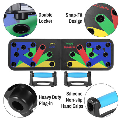 Foldable Push-Up Board – Colour-Coded for Chest, Shoulders, Back & Triceps, Non-Slip Home Workout