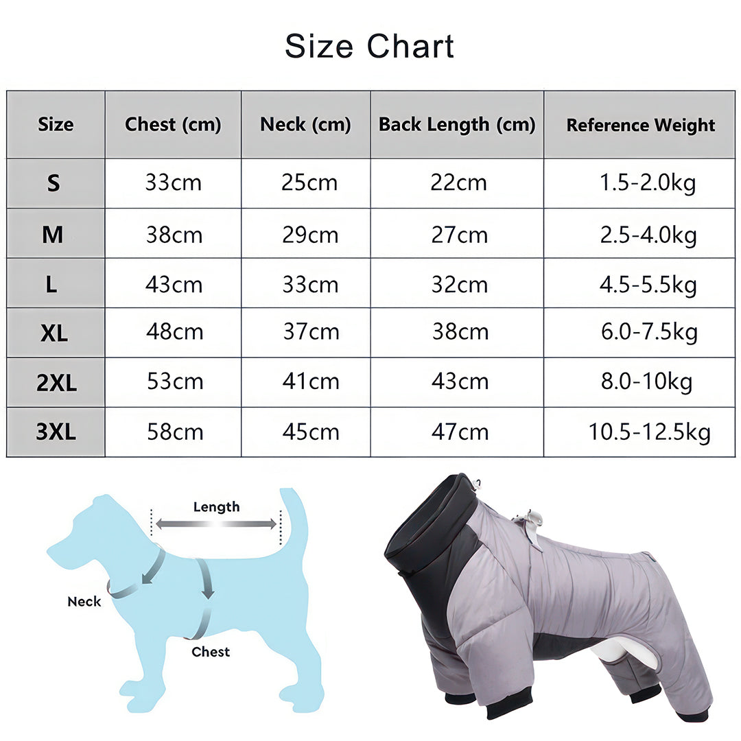 S Size Windproof & Waterproof Full Body Warm Dog Coat (Blue) Y-S-P