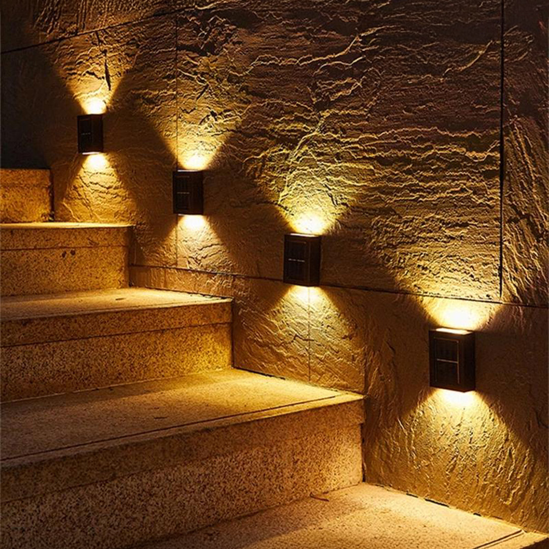 Pack of 2 Solar Outdoor Wall Light - Waterproof for Garden & Patio