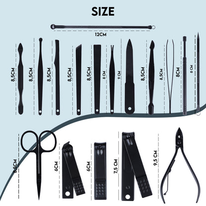 17 PCS Manicure Pedicure Set With Leather Storage Bag