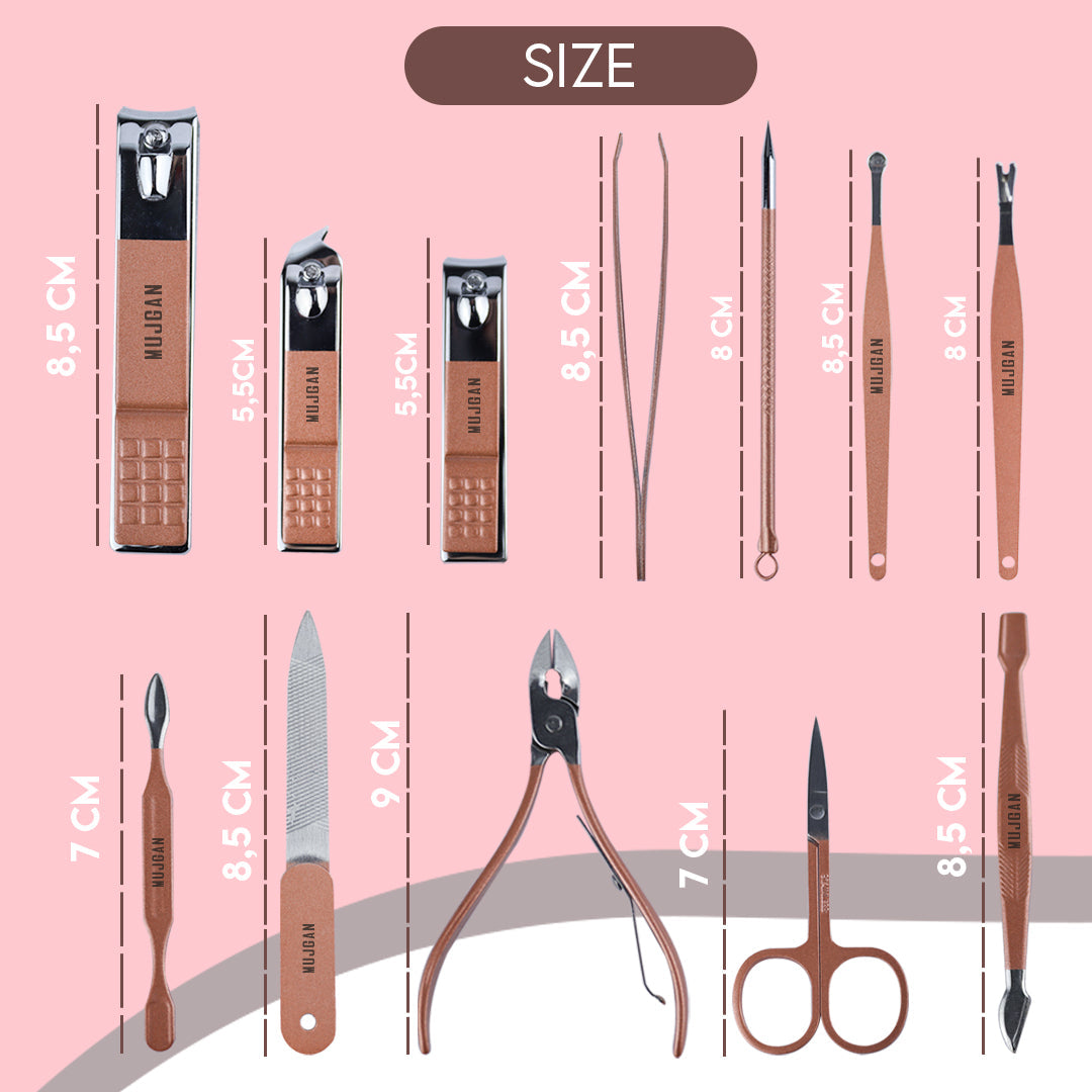 12 PCS Nail Manicure Pedicure Set (Beige)