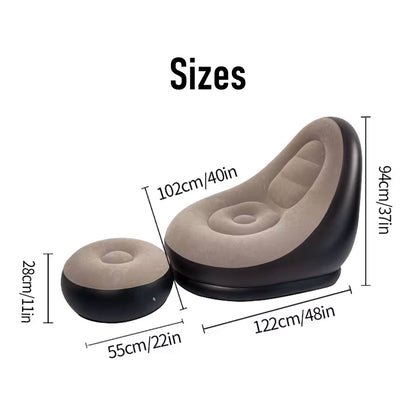 Inflatable lounge chair used outdoors on a balcony