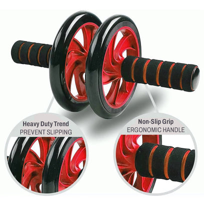 Double Wheel Ab Roller – Non-Slip Handles and Knee Support Pad (Random Color)