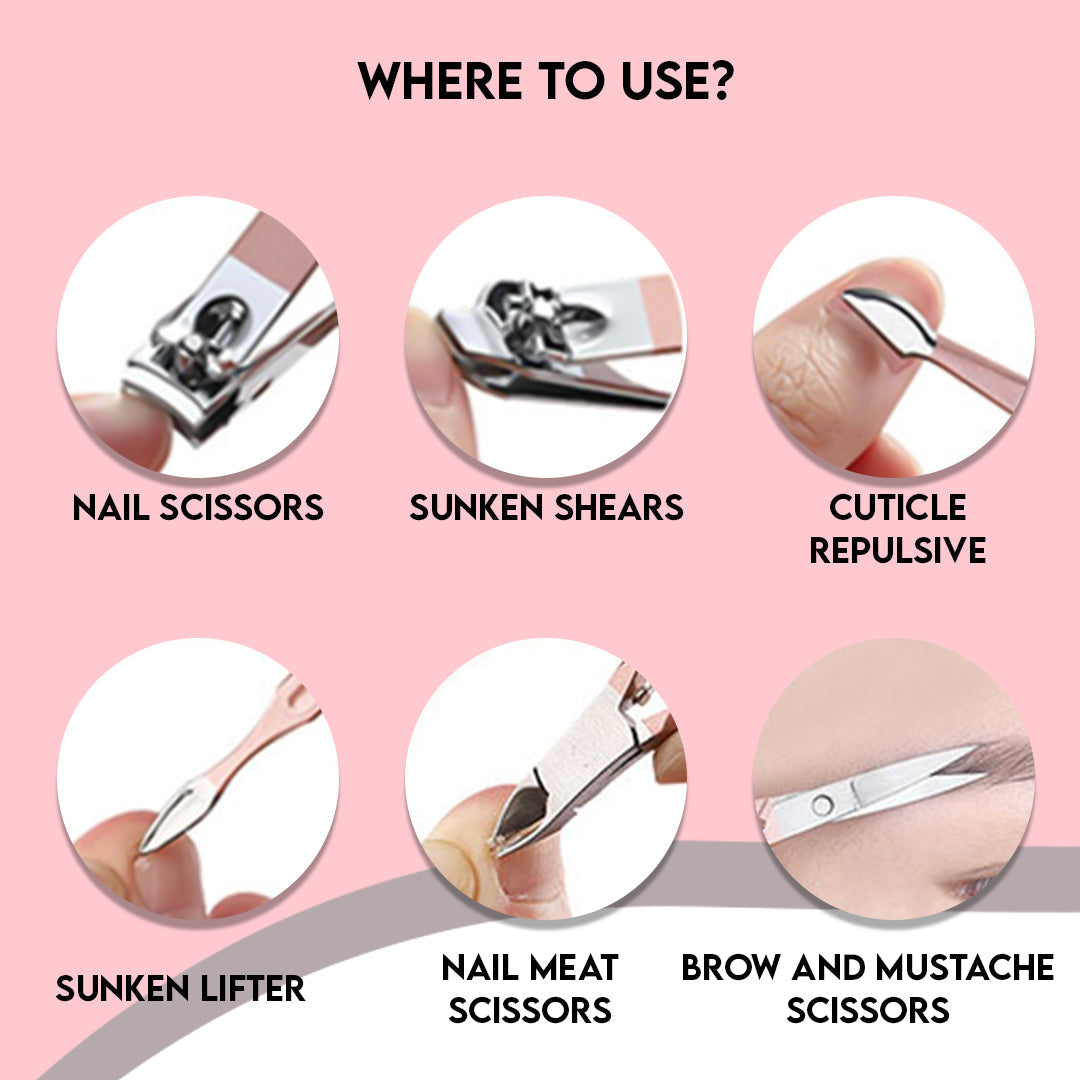 12 PCS Nail Manicure Pedicure Set (Beige)