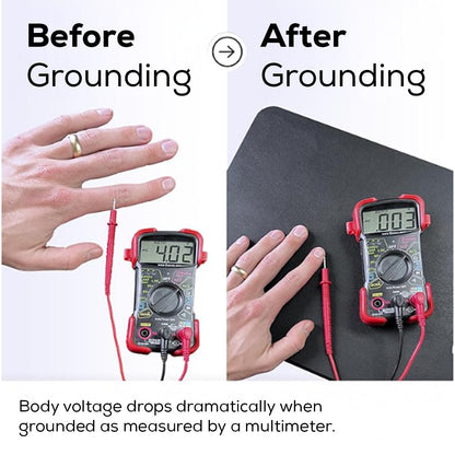 Grounding mat used while relaxing in an armchair