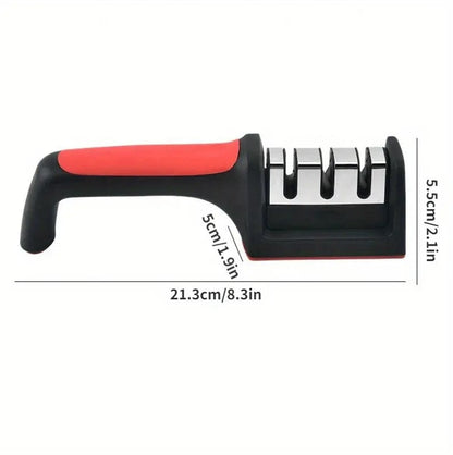 3-Stage Kitchen Knife Sharpener – Professional Sharpening Tool with Non-Slip Handle