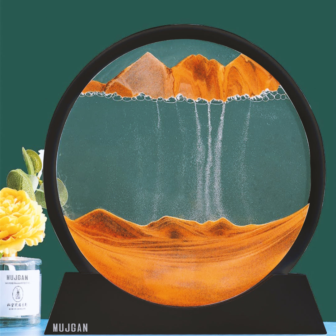 7 INC Moving Sand Art Picture Round Decor Glass and Plastic