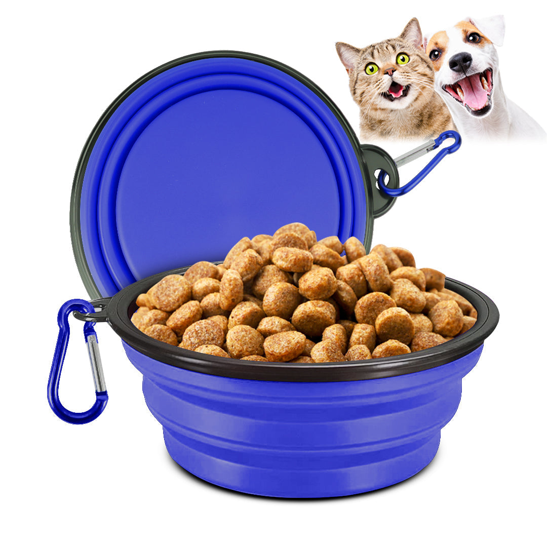 Silicone Portable Pet Bowl Collapsible (Blue)