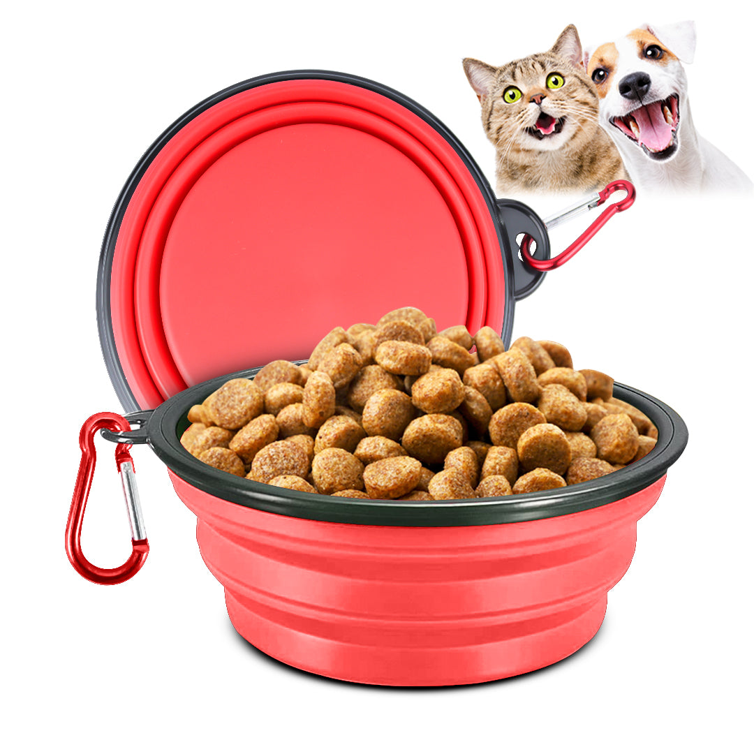 Silicone Portable Pet Bowl Collapsible (Red)