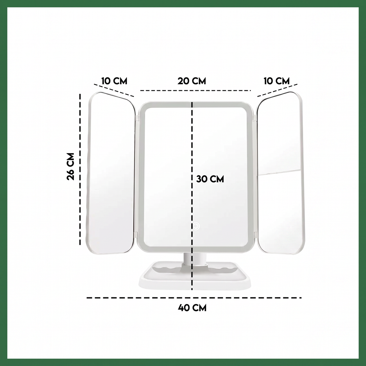 Rechargeable LED Makeup Mirror with 3 Light Modes, 2X-3X Magnification and Folding Side Mirrors