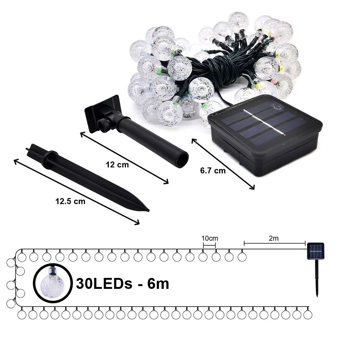 6M 30 LED RGB Waterproof Solar Lights for Garden