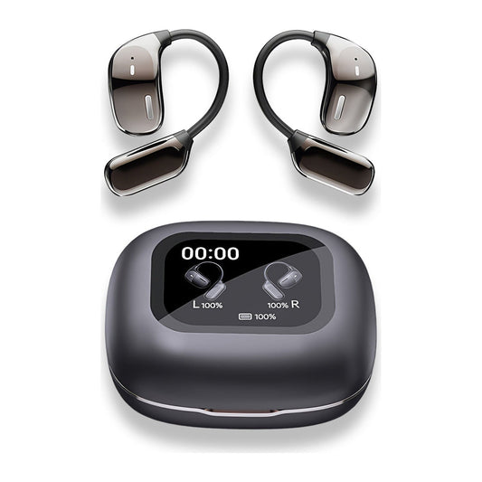 Open-ear translation earbuds with charging case