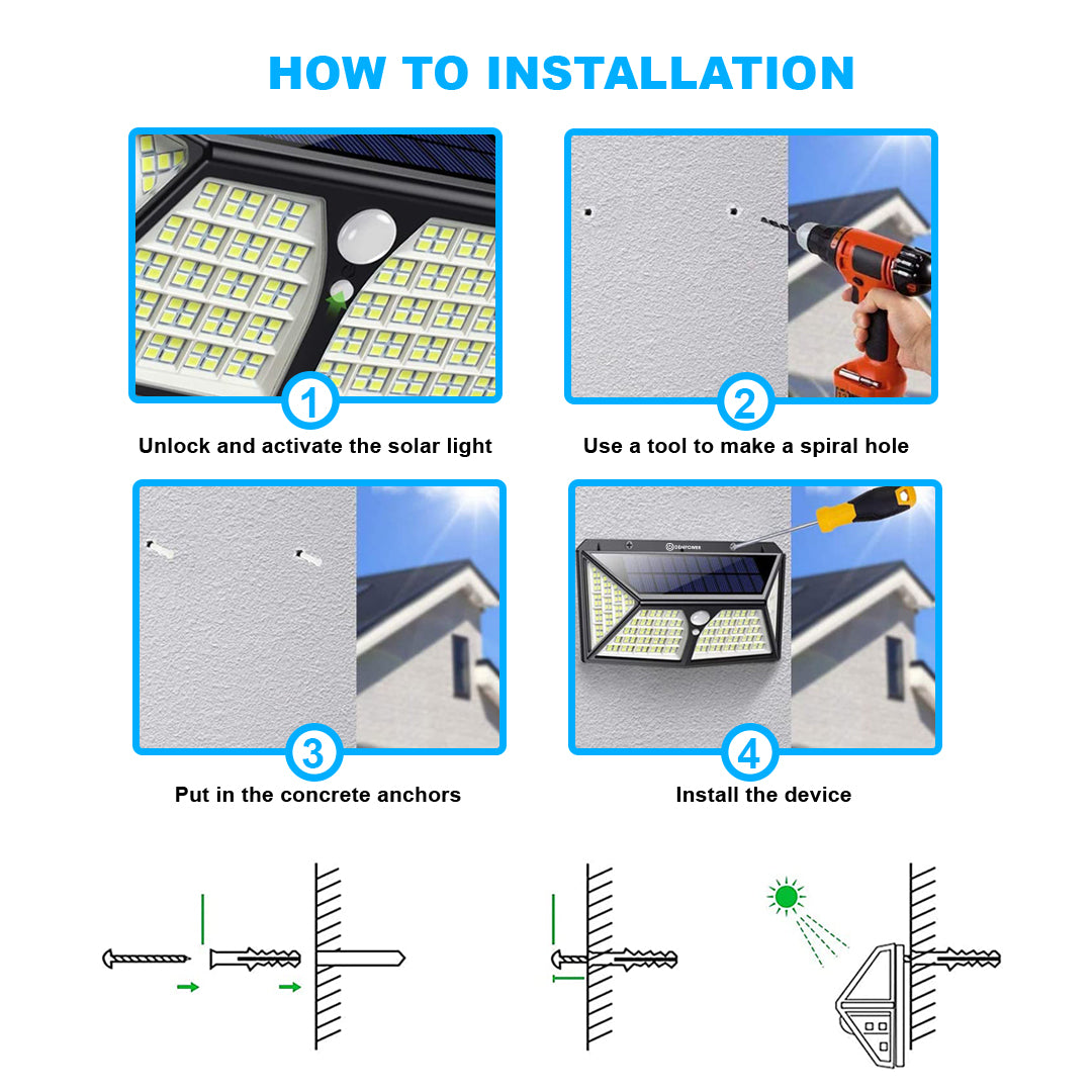 1 PCS Waterproof Solar Outdoor Light 100 LED