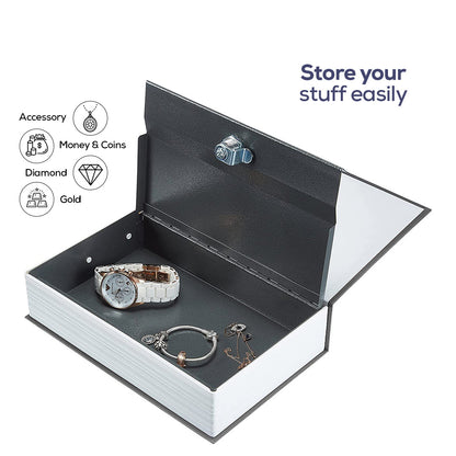 Secure and Discreet Book Safe with Key Lock in Black