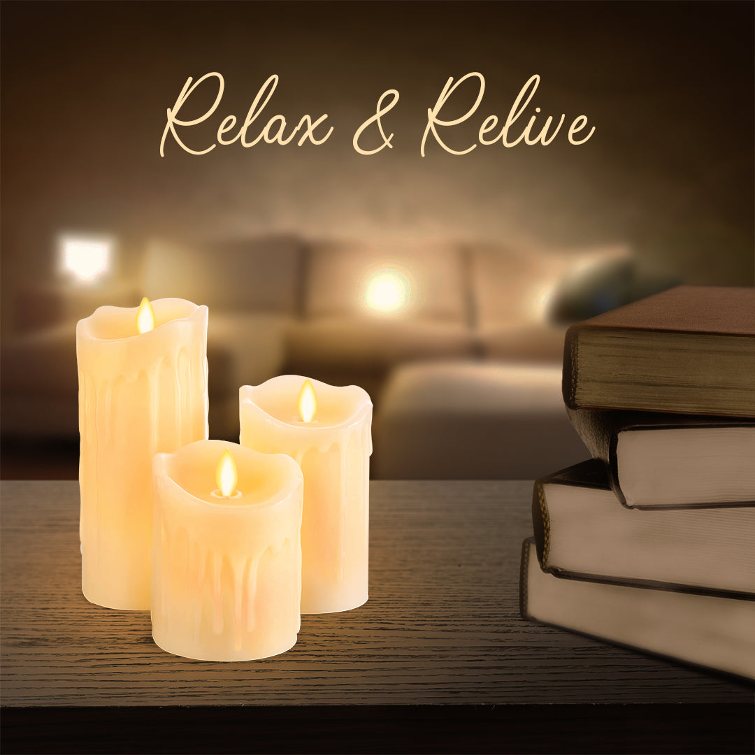 Decorative Set of 3 LED Candles with Battery for Ambiance