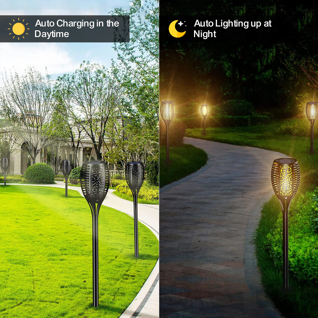 12 LED Solar Flicker Flame Torch  (1PCS)