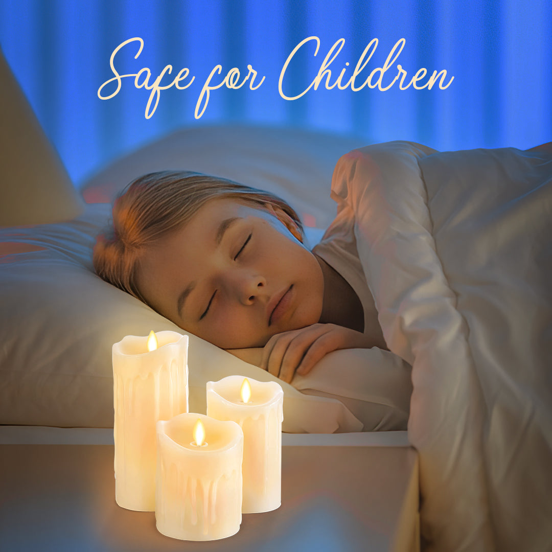 Decorative Set of 3 LED Candles with Battery for Ambiance