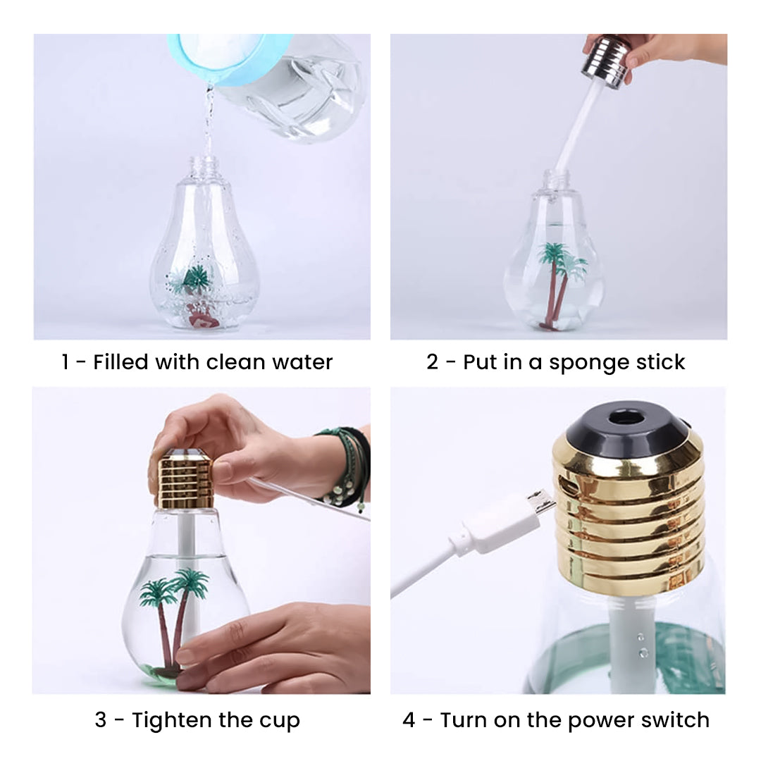 Portable LED Night Lamp with USB Mist Function – Compact Design for Bedroom or Office