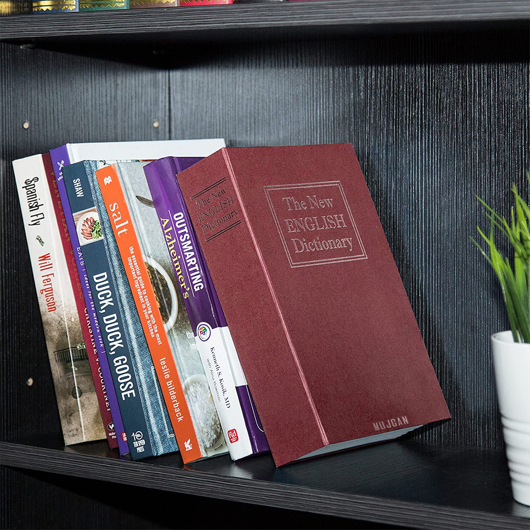 Secure and Discreet Book Safe with Key Lock in Red