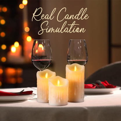 Decorative Set of 3 LED Candles with Battery for Ambiance