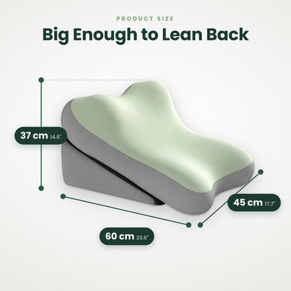 2-in-1 Adjustable Bed Backrest Pillow – Contoured Pillow with Wedge Base, Neck Cradle & Lumbar Support