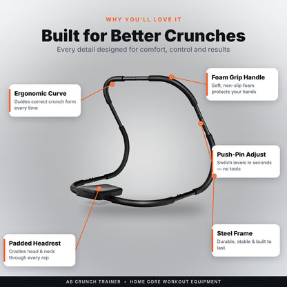 Ab Crunch Trainer with Padded Headrest – 3-Level Adjustable Steel Sit-Up Frame for Home Core Workouts