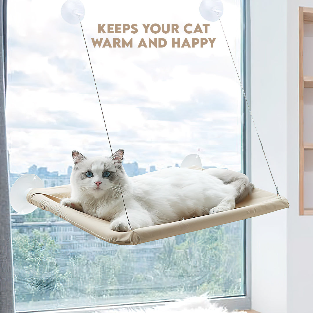 Comfortable Window Mounted Cat Hammock for Pet Relaxation