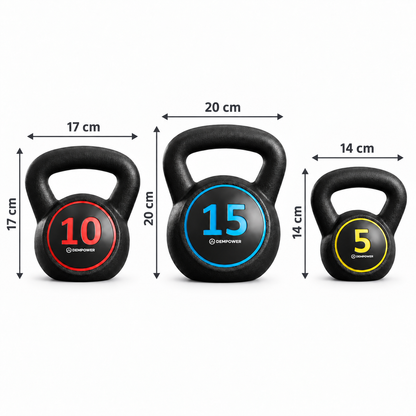 Kettlebell Set with Rack, 3 Weight Options, Ergonomic Grip, Home Workout Training Set