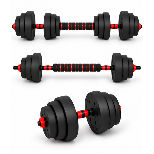 2-in-1 20KG Adjustable Dumbbell Set, Convertible into a Barbell with Connector Bar