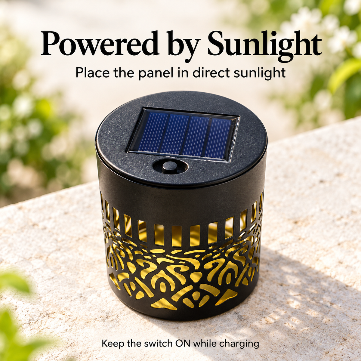 Solar panel with sunlight charging guidance