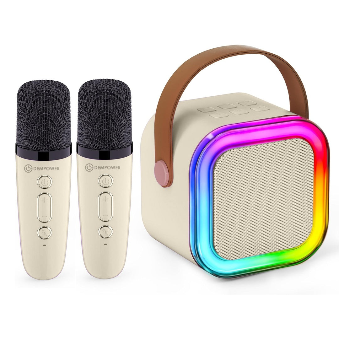 Portable Bluetooth Karaoke Speaker with 2 Wireless Microphones and RGB Lights Y-S-P